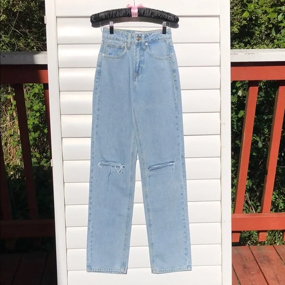 Princess Polly Blue High Rise Jeans with Classic Stitching NWT - Picture 2 of 13